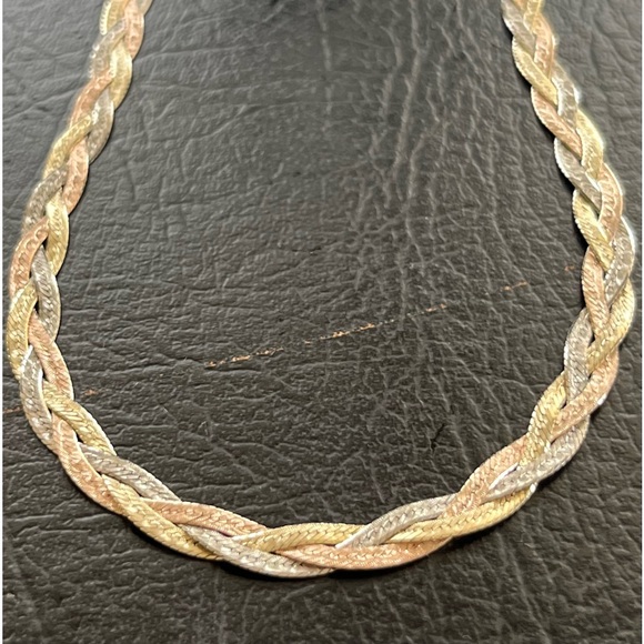 Sterling silver tri color twist Ross Simons necklace - Picture 3 of 5